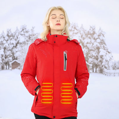 Rood Vissen Verwarmde winterkleding Vrouwen Elektrische oplaadbare verwarmingsjas voor de winter