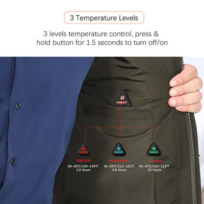 Wasbare verwarmde bodywarmers voor mannen 7,4 V oplaadbare verwarmde jas met 4 verwarmingszones
