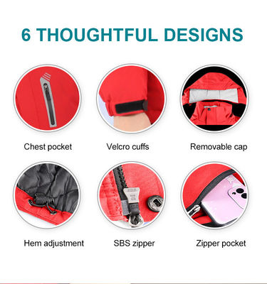Rood Vissen Verwarmde winterkleding Vrouwen Elektrische oplaadbare verwarmingsjas voor de winter