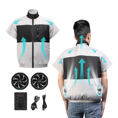 Licht Gray Black Cooling Fan Vest S/M/L/XL/XXL/XXXL Optinal met 6700mAh-Batterij