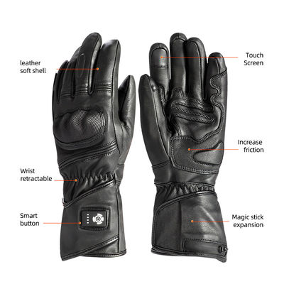 Schapenvel Zwart XXL Verwarmde winterhandschoenen 7,2 V Batterijverwarmde skihandschoenen voor mannen Vrouwen
