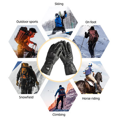 Schapenvel Zwart XXL Verwarmde winterhandschoenen 7,2 V Batterijverwarmde skihandschoenen voor mannen Vrouwen