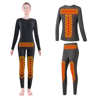 Fleece gelijmd elektrisch verwarmd ondergoed set vrouwen draadloze afstandsbediening temperatuur
