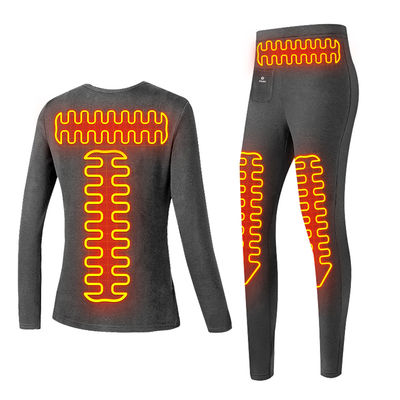 Fleece gelijmd elektrisch verwarmd ondergoed set vrouwen draadloze afstandsbediening temperatuur