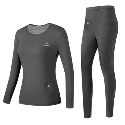 Fleece gelijmd elektrisch verwarmd ondergoed set vrouwen draadloze afstandsbediening temperatuur