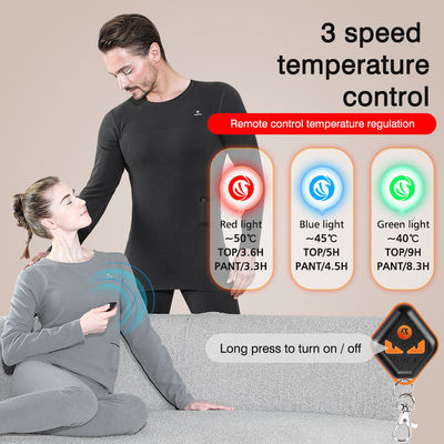 Fleece gelijmd elektrisch verwarmd ondergoed set vrouwen draadloze afstandsbediening temperatuur