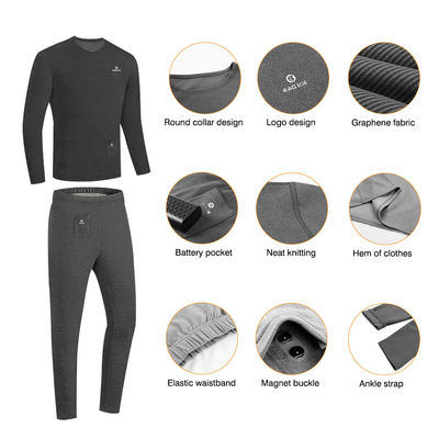 Winter elektrisch verwarmd ondergoed Set Vlies Thermische toppen Broek Ski verwarming Body suit