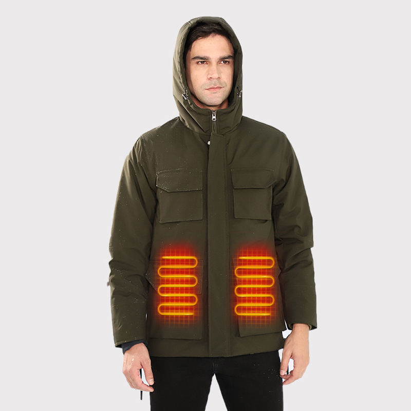 Wasbare verwarmde bodywarmers voor mannen 7,4 V oplaadbare verwarmde jas met 4 verwarmingszones