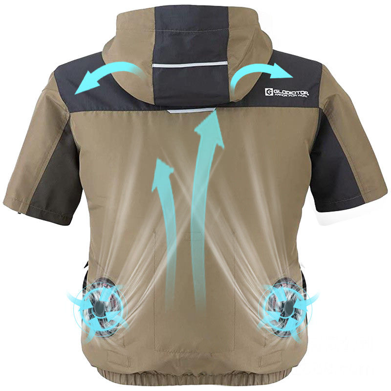 OEM Korte Kokeroverhemden Met airconditioning met de T-shirt van de Twee Ventilatorairconditioning