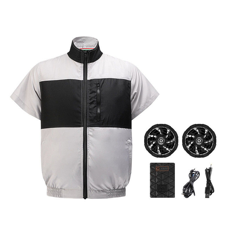 Licht Gray Black Cooling Fan Vest S/M/L/XL/XXL/XXXL Optinal met 6700mAh-Batterij